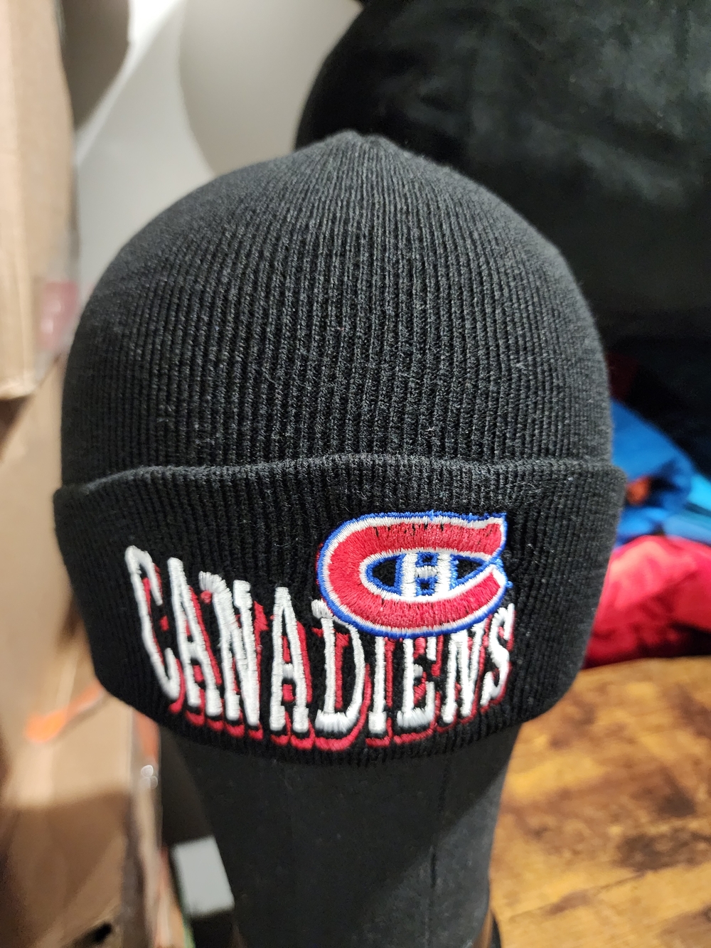 "The Game" NHL Black Canadiens Cuffed Beanie with Red & White Logo